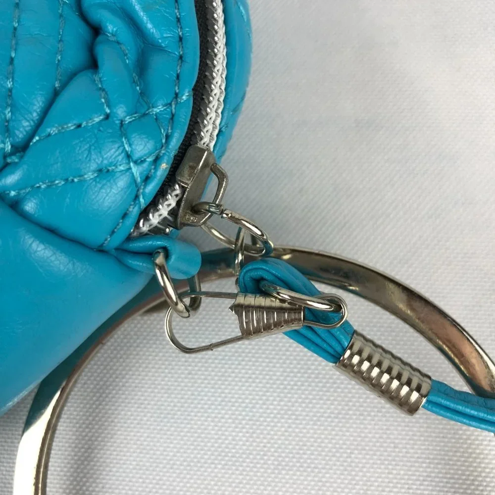 Far Nine Womens Turquoise Blue Quilted Mini Crossbody Bag
